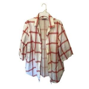 Vintage Rhapsody Red White Big Check Short Sleeve Shirt MADE IN USA - size S